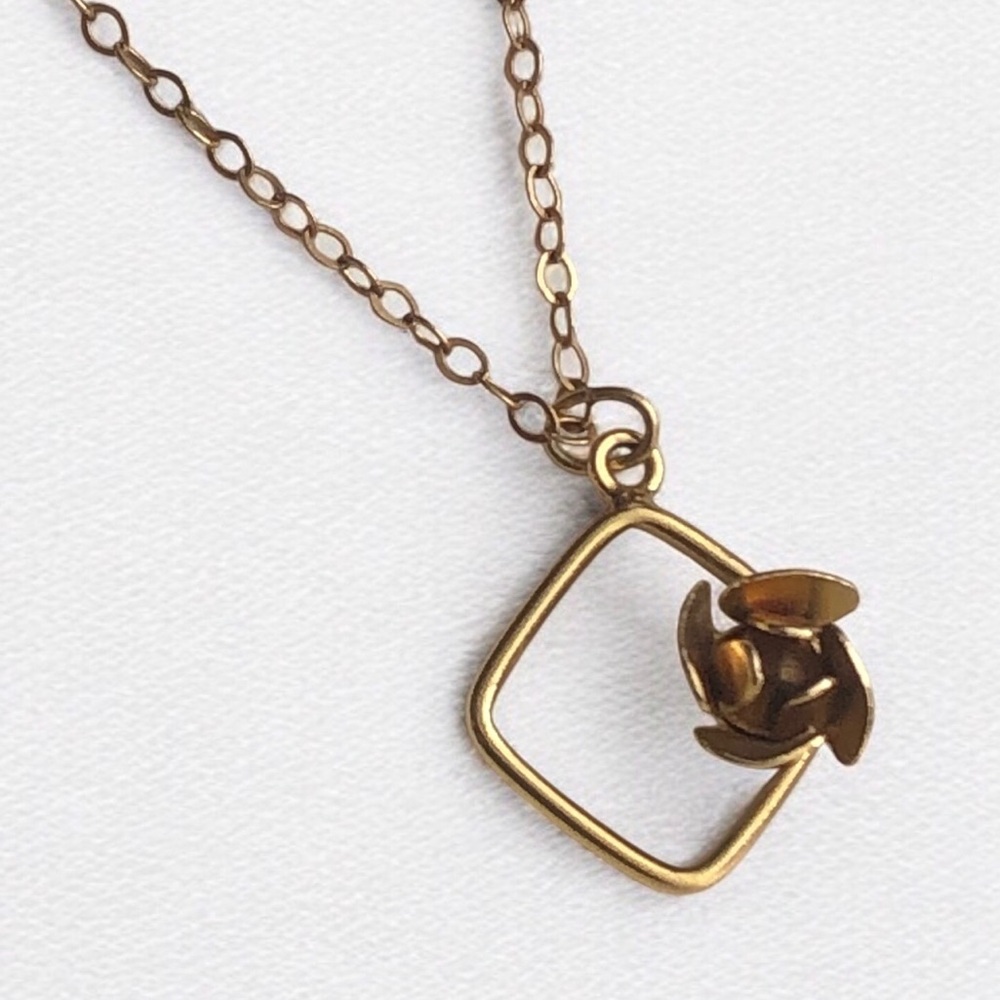 Stamped 12KT Gold-Filled Floral Pendant Necklace